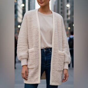 VINTAGE ADELE JOYCE Cozy Cream Open-Front Cardigan Acrylic / wool Size S
